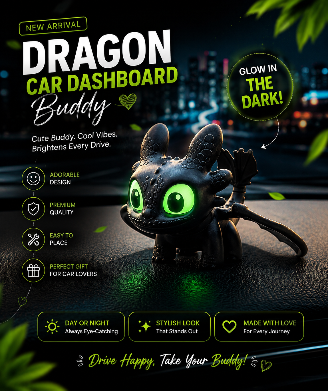 Dragon Keychain Toy with LED Eyes